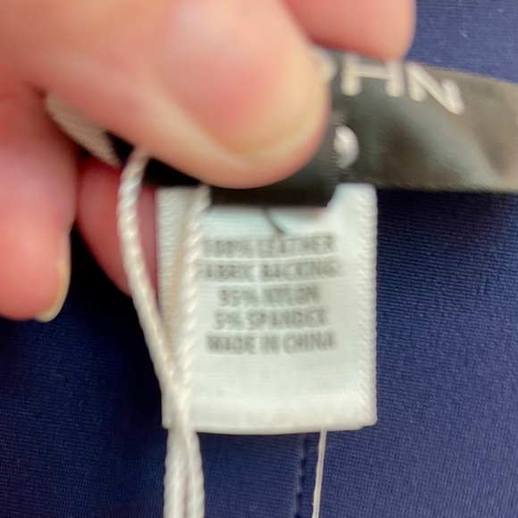 St John Leather Jacket Reversible Navy Alabaster - Picture 11 of 12